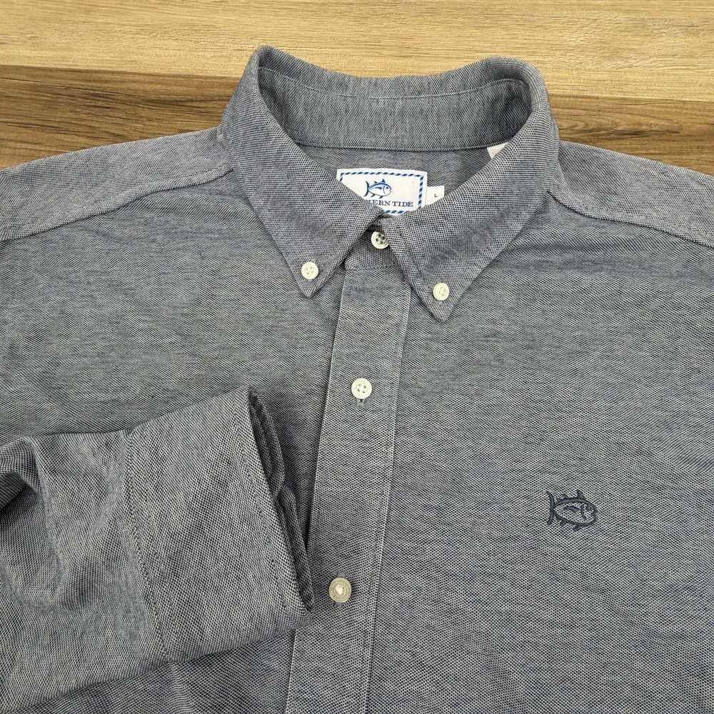 SOUTHERN TIDE Mens Trim Fit Long Sleeve Solid Gray Button Down Shirt Size Large